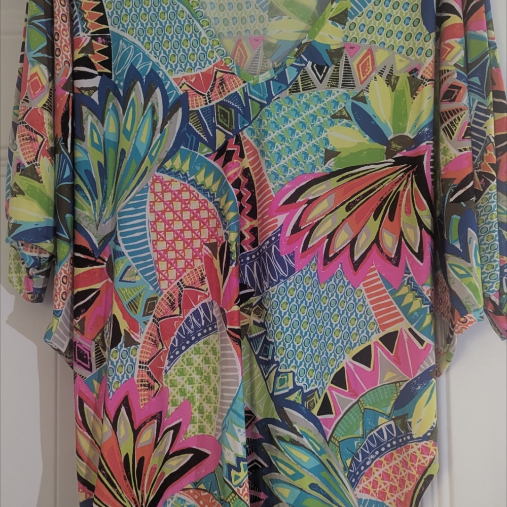 Colorful Patterned Kimono Cover-Up - Picture 2 of 4